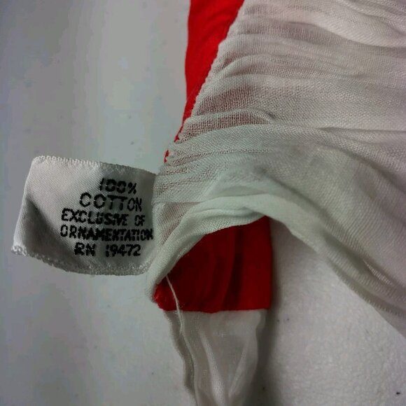 Kay Shannon Original Apron Vintage Christmas Tree White Red Sheer Tie Waist - Picture 10 of 11